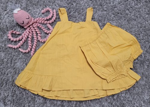 Okkersárga kislány együttes (Tunika+rövidnadrág)(76-82 cm)